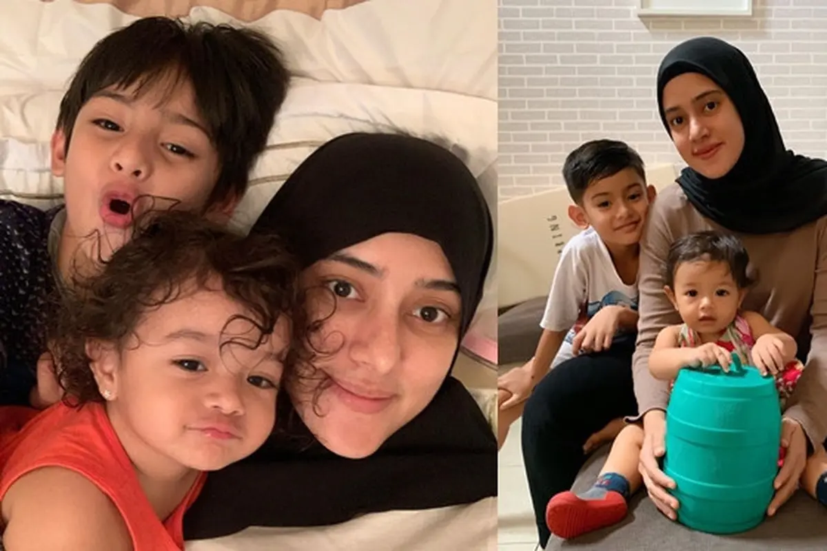Hamil Anak Ketiga, Ini 6 Potret Fairuz A Rafiq saat Momong Dua Buah Hatinya