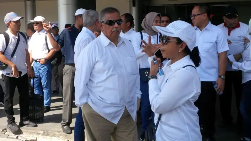 Menteri BUMN Rini Soemarno memboyong beberapa Direktur Utama BUMN ke Palu, Sulawesi Tengah, Rabu (3/10/2018). (Pebrianto Eko/Liputan6.com)
