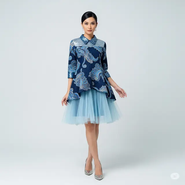 Dress Batik Kombinasi Tile Elegan 2025.