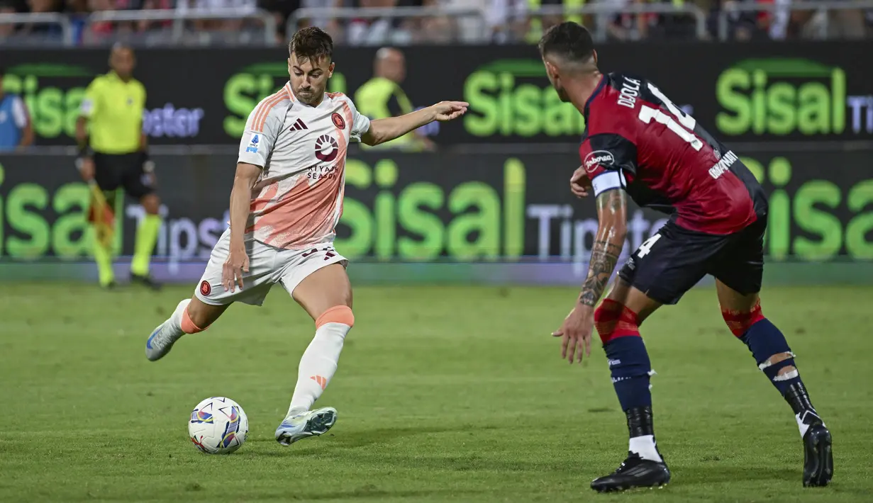 AS Roma dipaksa bermain imbang tanpa gol oleh Cagliari. (Gianluca Zuddas/LaPresse via AP)