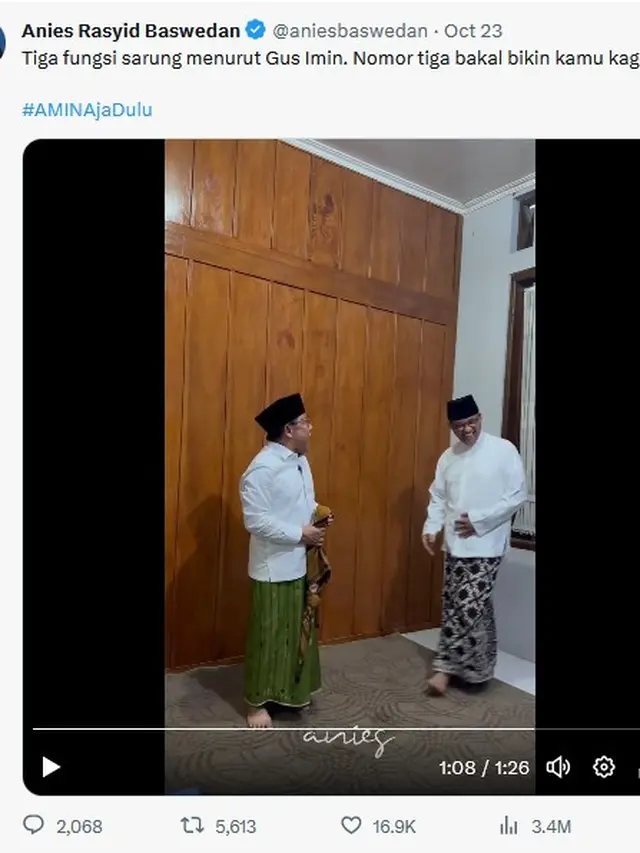 Unggahan Anies Baswedan Diselepet Cak Imin. (Tangkapan Twitter/ aniesbaswedan)