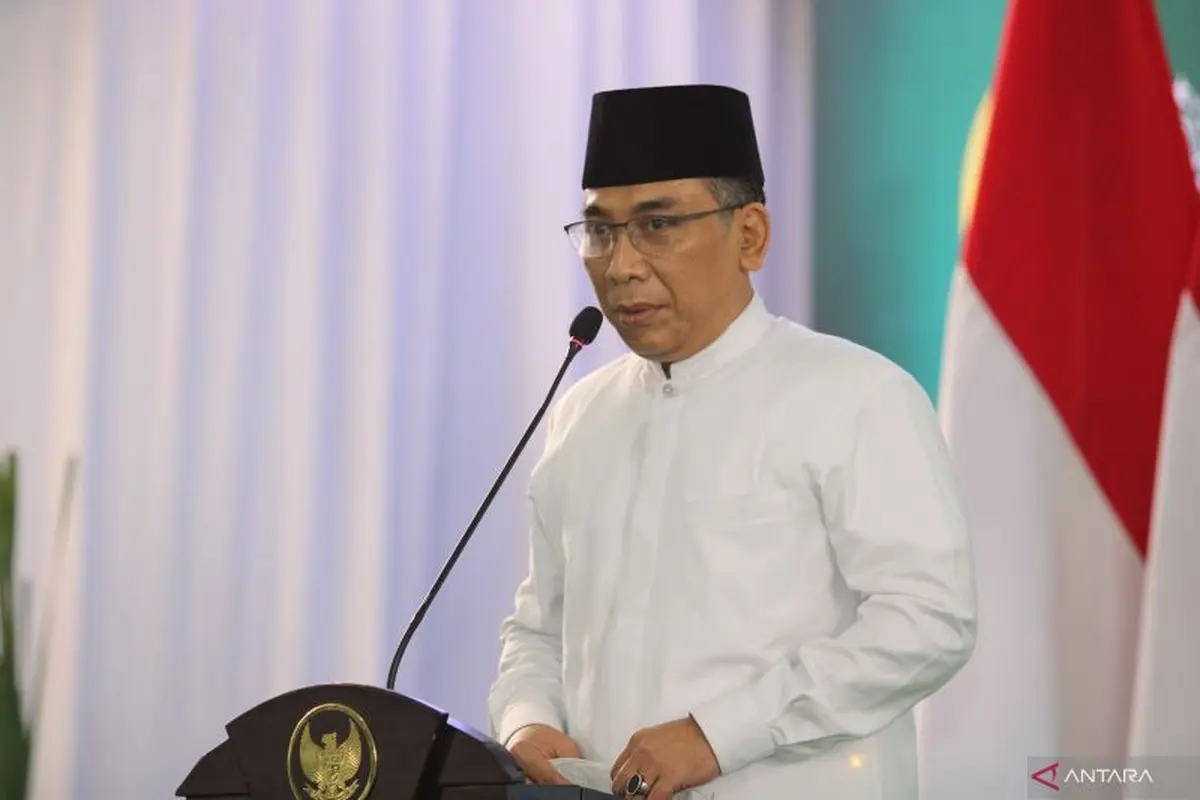 Ketua Umum Pengurus Besar Nahdlatul Ulama, KH Yahya Cholil Staquf (ANTARA FOTO/Vina)