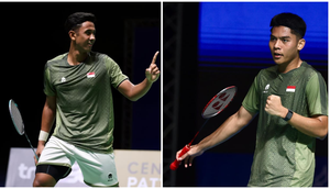 Tunggal putra Indonesia, Alwi Farhan dan Mohammad Zaki Ubaidillah bertempur di final SEA Games 2025 nomor perorangan. (Doc PBSI)