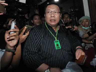 Pengacara Jessica Kumala Wongso, Yudi Wibowo Sukinto saat kunjungi Polda Metro Jaya, Jakarta, (30/1). Kedatangannya untuk  mendampingi kliennya Jesicca menjalani pemeriksaan setelah di tetapkan sebagai tersangka. (Liputan6.com/JohanTallo)