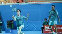 Ganda putra Indonesia, Kevin Sanjaya Sukamuljo/Rahmat Hidayat di Korea Masters 2023. (PBSI)