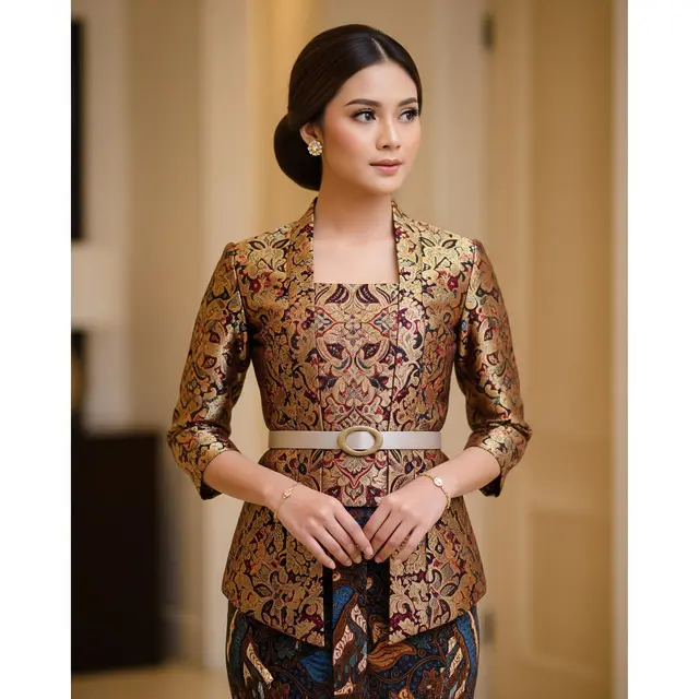 Perpaduan Aksesori yang Membuat Atasan Brokat dan Bawahan Batik Terlihat Kekinian (Image by Gemini AI)