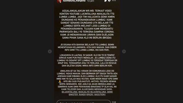 Lucinta Luna Minta Maaf Atas Video Atraksi dengan Lumba-Lumba yang Banyak Tuai Protes