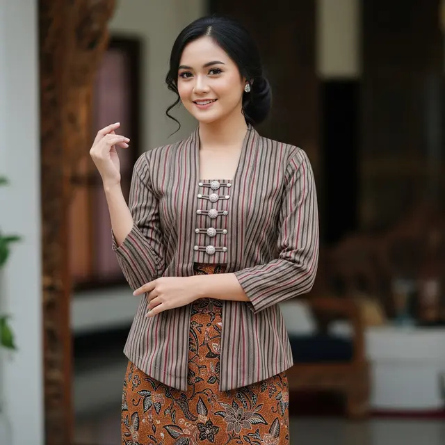 Model Baju Lurik Ikat (Image by Gemini AI)