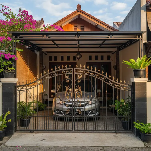 9 Model Pagar Besi Lipat Dua Daun untuk Carport Kecil
