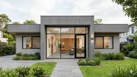 7 Inspirasi Desain Rumah 1 Lantai Pintu Kaca Besar Elegan, Modern &amp; Lapang