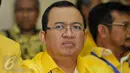 Calon Ketua Umum Partai Golkar Priyo Budi Santooso, memberikan keterangan pers di Bali Nusa Dua Convention Center, Bali, (15/5). Mereka menolak voting terbuka dalam pemilihan ketum di Musyawarah Nasional Luar Biasa Golkar. (Liputan6.com/JohanTallo)