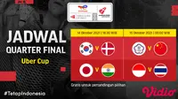 Jadwal & Link Streaming Piala Uber Cup 2020 Kamis (14/10/2021) : Indonesia Vs Thailand