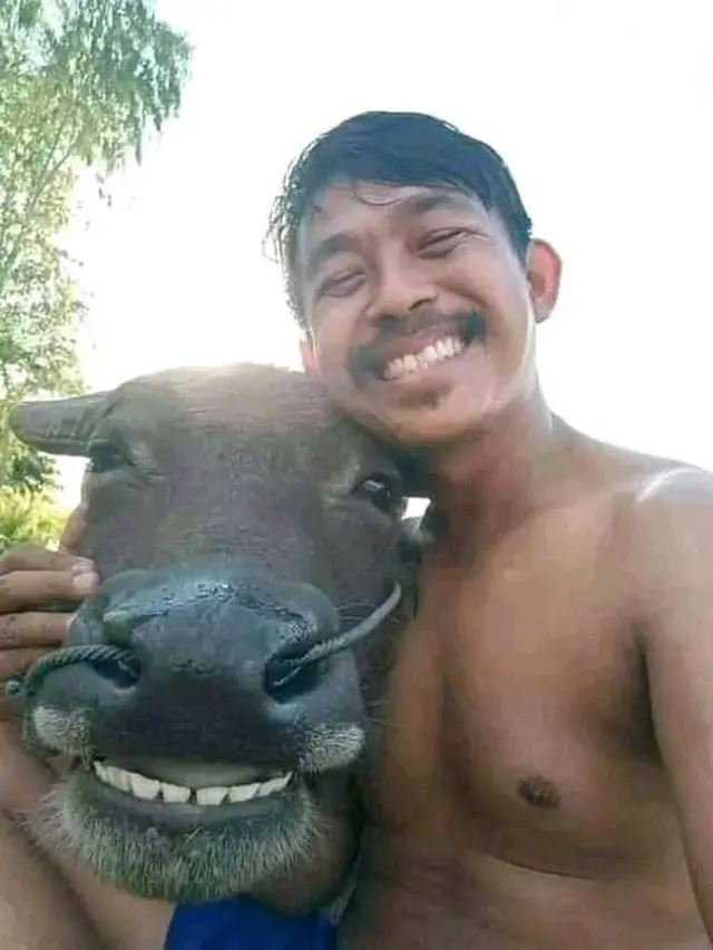 6 Potret Aksi Kocak Hewan saat Foto Bareng Manusia Ini Bikin Ketawa Geli