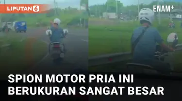 Pengendara motor ini gunakan spion tidak biasa di motornya mengundang perhatian