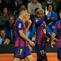 Skuad Barcelona merayakan gol Lamine Yamal ke gawang Celta Vigo di laga di pekan ke-12 La Liga 2025/2026 di Balaidos, Senin (10/11/2025) dini hari WIB. (AP Photo/Lalo R. Villar)