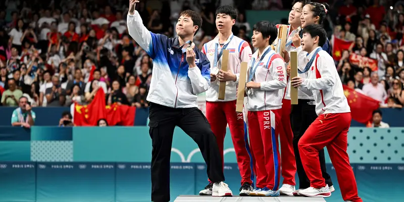 Selfie podium Olimpiade Korea Utara-Selatan menjadi viral