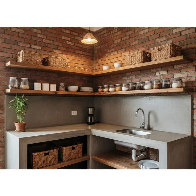 Model Dapur Kecil Meja Semen dan Ambalan Dinding/Ilustrasi Gemini AI