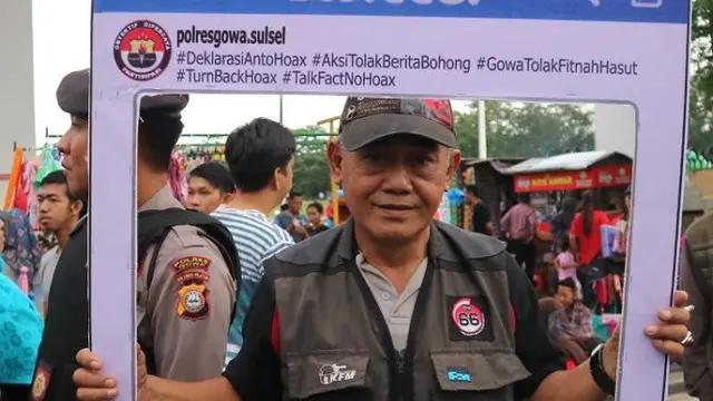 PK5 di Gowa pun ikut dalam deklarasi anti hoaks (Liputan6.com/ Eka Hakim)