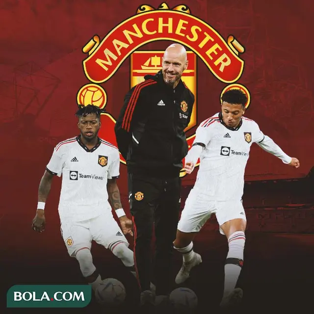 Manchester United - Erik ten Hag dikelilingi Jadon Sancho dan Fred