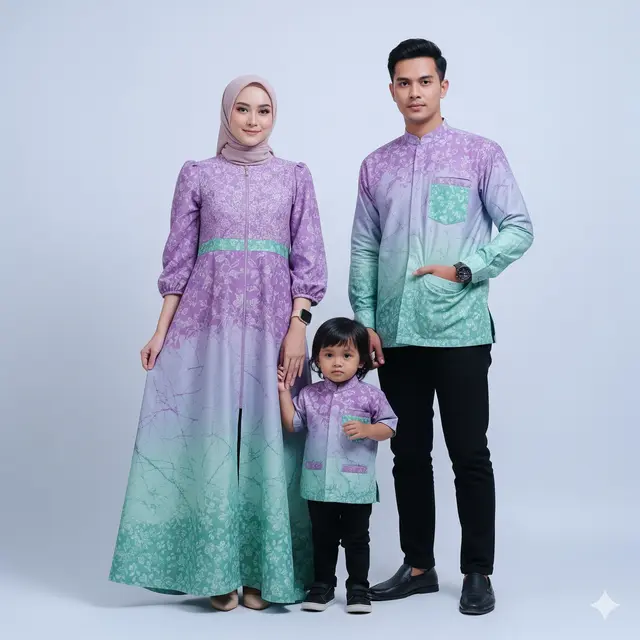 Model Sarimbit Batik Couple Modern untuk Keluarga Muda. Gemini