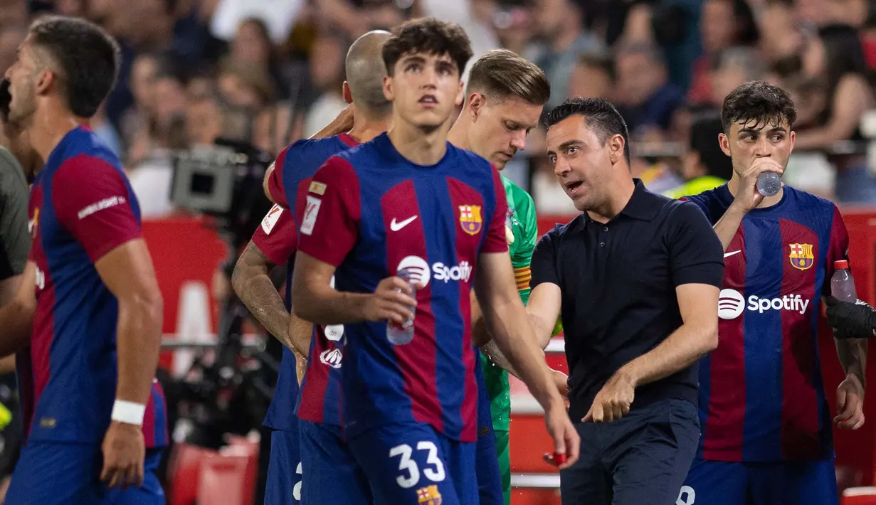 Hasil ini menempatkan Barcelona di posisi dua Klasemen Liga Spanyol 2023/2024 dengan raihan 85 poin dari 38 laga sekaligus menjadi penutup manis bagi Blaugrana di akhir musim. (JORGE GUERRERO/AFP)
