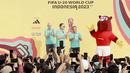 Maskot Piala Dunia U-20 2023 resmi diluncurkan pada hari ini atau Minggu (18/9/2022) di Bundaran HI, Jakarta. (Bola.com/M Iqbal Ichsan)