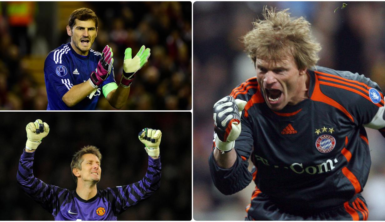 Liga Champions tidak hanya menjadi ajang untuk unjuk ketajaman para striker dalam mencetak, namun para penjaga gawang atau kiper adu tangguh dalam menjaga mistar gawang mereka dari kebobolan. Berikut kiper terbaik dunia dalam sejarah Liga Champions. (kolase foto AFP)