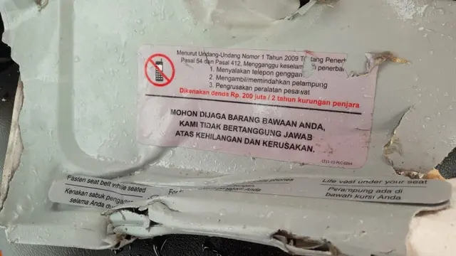 Serpihan pesawat Lion Air JT 610 jatuh di Karawang. (Basarnas)