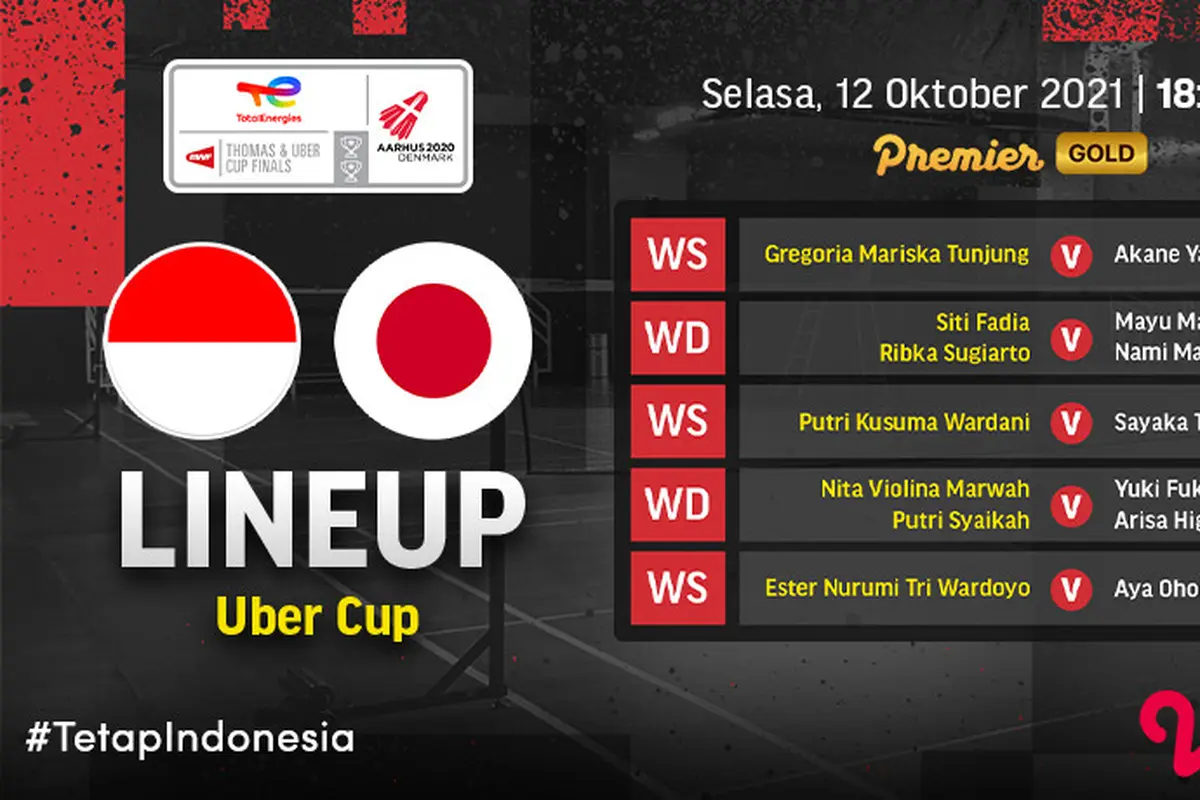 Link Live Streaming dan Susunan Pemain Indonesia vs Jepang Piala Uber di Vidio Hari Ini