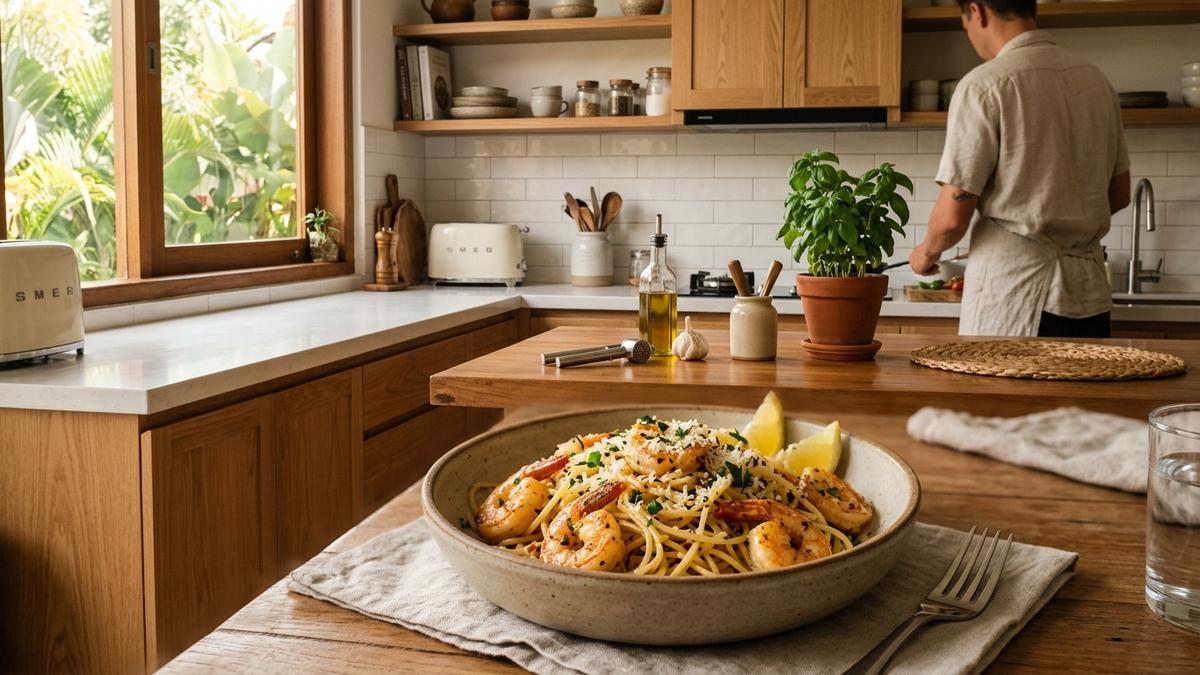 Resep Spaghetti Aglio Olio Udang dan Parmesan, Gurih Harum dan Mudah Dibuat di Rumah
