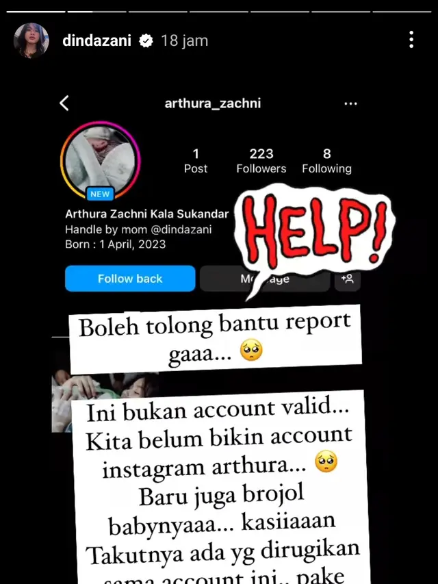 Adinda Azani Geram Ada Akun Palsu yang Mencatut Nama Anaknya yang Baru Lahir