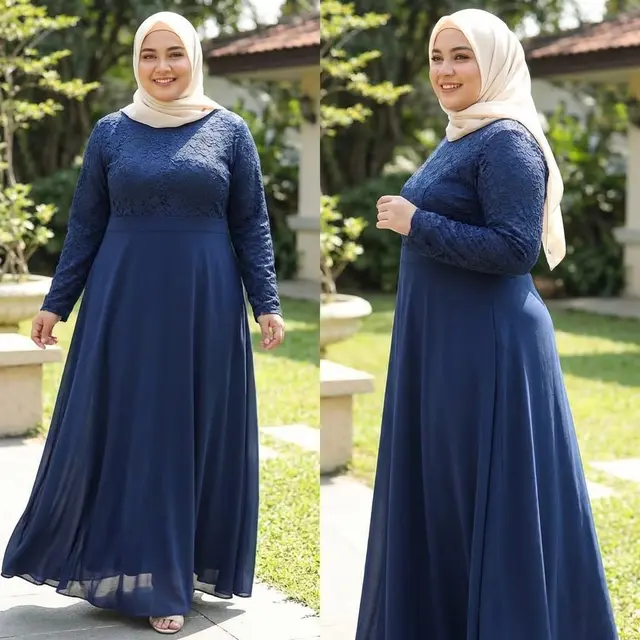 Model Gamis Brokat Buat Orang Gemuk