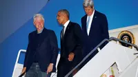 Obama melayat Simon Peres bersama mantan Presiden Bill Clinton dan Menlu John Kerry ( REUTERS/Kevin Lamarque)