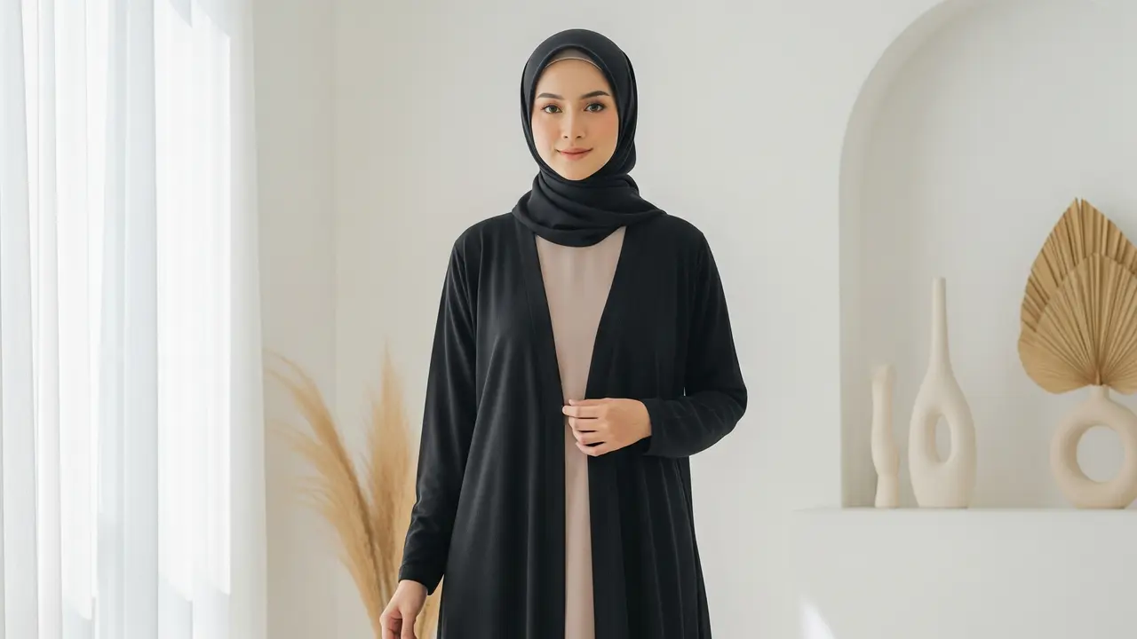 Model Gamis Abaya Hitam Open Cardigan/Outer