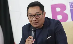 Ridwan Kamil saat menghadiri acara Climate Talk, Bisnis Karbon, Solusi Atau Perangkap Bagi Indonesia di gedung KLY Jakarta, Rabu 26 Februari 2025. (Liputan6.com/Helmi Fithriansyah)