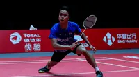 Tunggal putra Indonesia, Anthony Sinisuka Ginting, saat tampil di BWF World Tour Finals 2019 (PBSI)