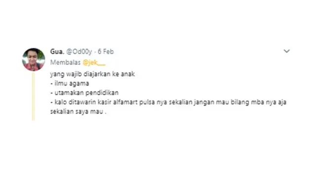 Cuitan kocak (Sumber: Twitter/@Od00y)