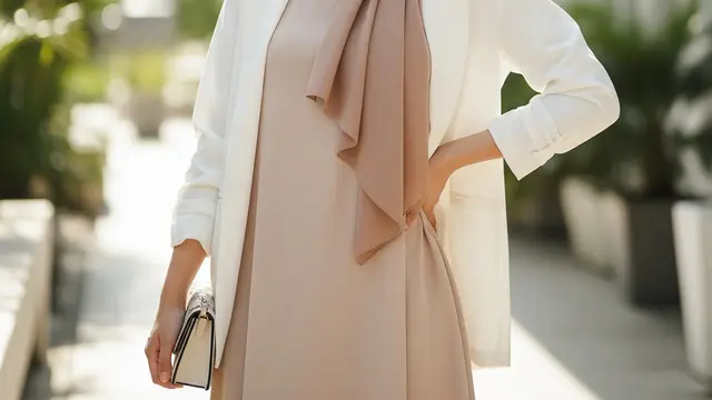 Model Gamis Polos Cutting A-Line dengan Blazer Loose Fit