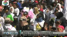 Federasi Serikat Pekerja Metal Indonesia menggelar aksi kepedulian terhadap pengungsi Rohingya di Lapangan Bola Bungursari Purwakarta. 