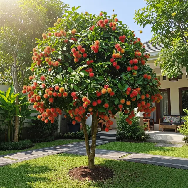 Cara Menanam Rambutan di Pekarangan agar Tidak Terlalu Besar dan Tetap Lebat Berbuah (AI Generate)