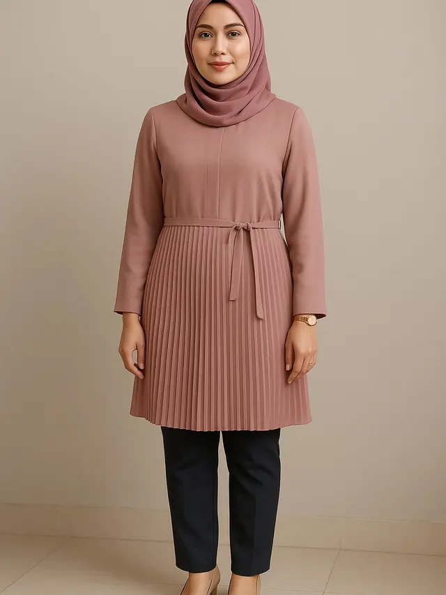 Baju Tunik Kantor Berjilbab Modern 2025 (Foto: ChatGPT)