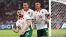 Pemain Bulgaria merayakan gol penalti yang dicetak oleh Marin Petkov ke gawang Timnas Indonesia dalam laga final FIFA Series 2026 di Stadion Utama Gelora Bung Karno (SUGK), Senayan, Jakarta, Senin (30/03/2026). (Bola.com/Abdul Aziz)