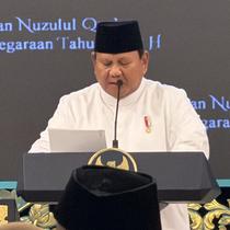 Presiden Prabowo Subianto saat peringatan Nuzulul Qu'ran Tingkat Negara di Istana Negara Jakarta, Selasa (10/3/2026). (Foto: Liputan6.com/Lizsa Egeham).