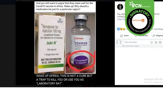 Hoaks orang Afrika dijadikan kelinci percobaan vaksin virus corona.
