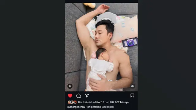 Momen Denny Sumargo hari pertama jadi bapak. (Foto: Instagram Denny Sumargo)
