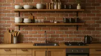 7 Model Dapur Minimalis Dinding Bata Ekspos, Tampilan Natural dan Kekinian di 2025
