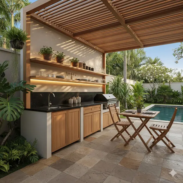 Inspirasi Dapur Outdoor Ala Rumah Tropis