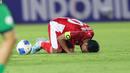 <p>Pemain Timnas Indonesia U-23, Arkhan Fikri melakukan sujud syukur setelah mencetak gol ke gawang Makau dalam laga Kualifikasi Piala Asia U-23 2026 di Stadion Gelora Delta Sidoarjo, Jawa Timur, Sabtu (06/09/2025). (Bola.com/Abdul Aziz)</p>