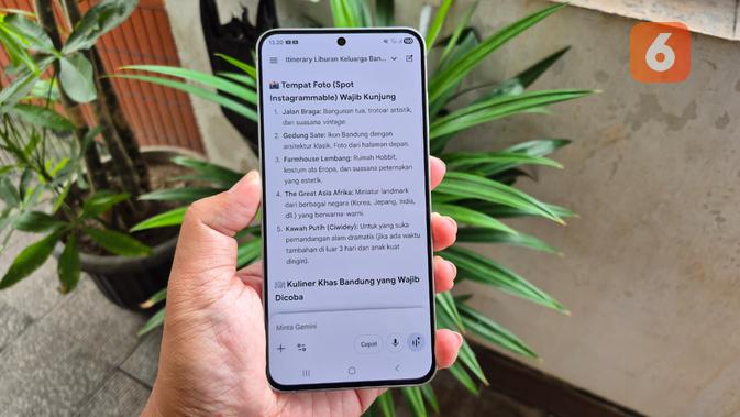 Gemini AI bisa berikan rekomendasi tempat wisata menarik. (Liputan6.com/ Yuslianson)