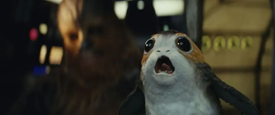 Seekor Porg, makhluk kecil perpaduan menggemaskan dari puffin, burung hantu dan bayi anjing laut dalam Star Wars: The Last Jedi. (Disney/LucasFilm)